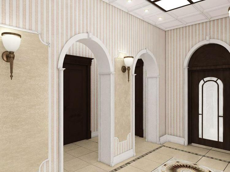 Arches de cloison sèche dans le couloir