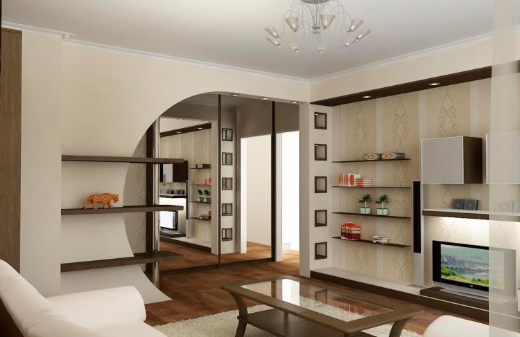 Arches en plaques de plâtre dans le salon