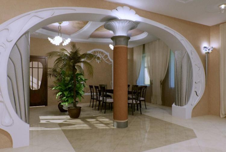 Arches en plaques de plâtre dans le salon