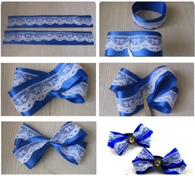 Noeud en satin avec dentelle - Noeuds de ruban bricolage