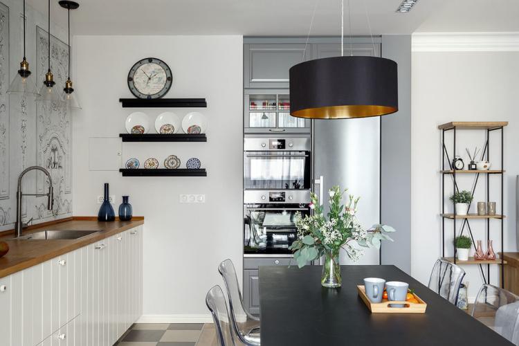 Nuits Blanches : Cuisine-salon dans un style scandinave - design d'intérieur