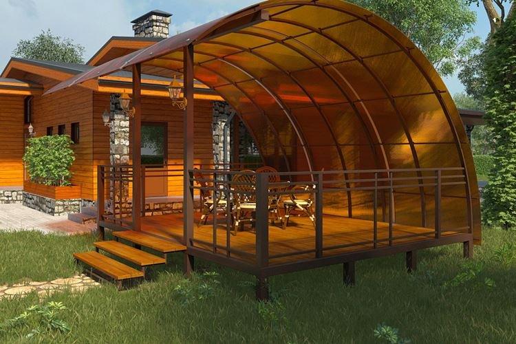 Gazebo en polycarbonate avec toit voûté - photos et idées