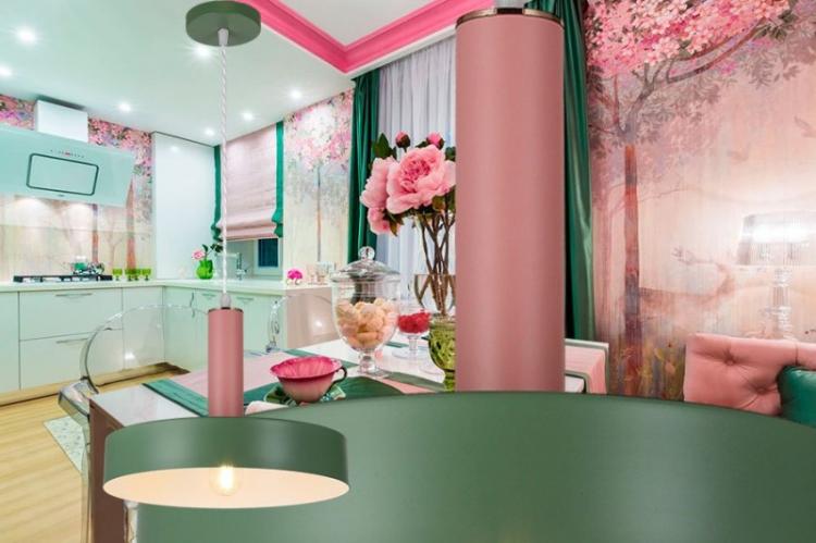 Kitchen Design - Turquoise avec Rose