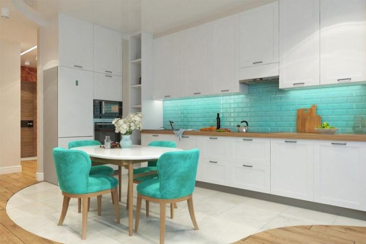 Conception de cuisine en couleur turquoise - photo