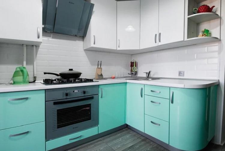 Conception de cuisine en couleur turquoise - photo