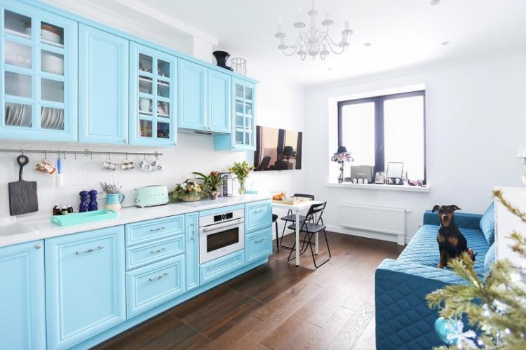 Conception de cuisine en couleur turquoise - photo