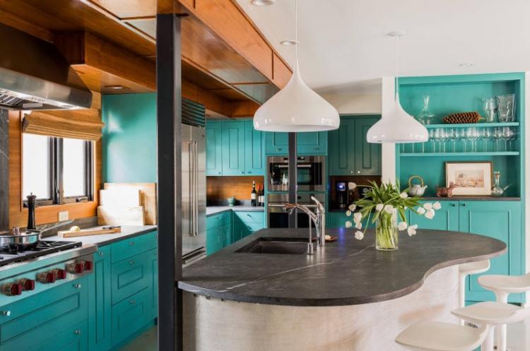 Conception de cuisine en couleur turquoise - photo