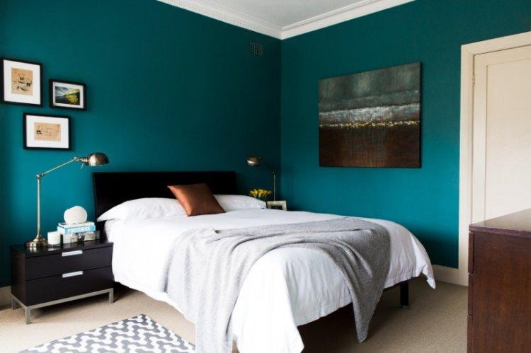 Chambre à coucher de couleur turquoise - photo de design d'intérieur