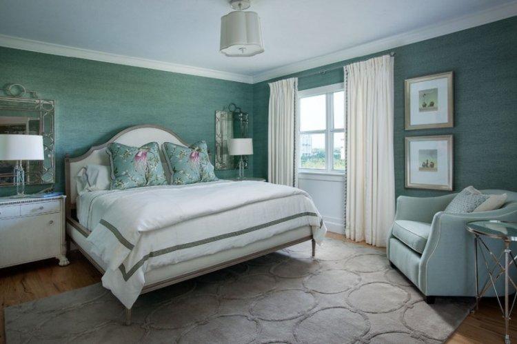 Chambre à coucher de couleur turquoise - photo de design d'intérieur