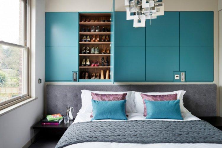 Chambre à coucher de couleur turquoise - photo de design d'intérieur