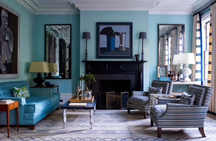Turquoise avec du bleu - Combinaisons de couleurs à l'intérieur