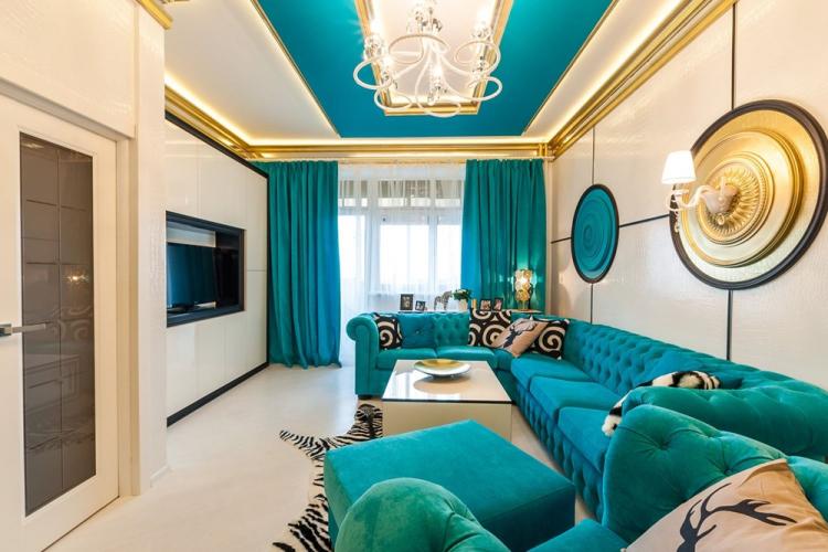 Couleur turquoise à l'intérieur du salon