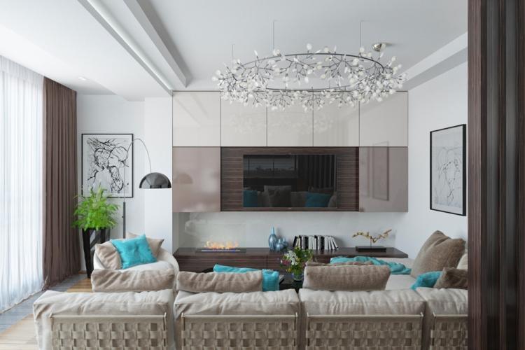 Couleur turquoise à l'intérieur du salon