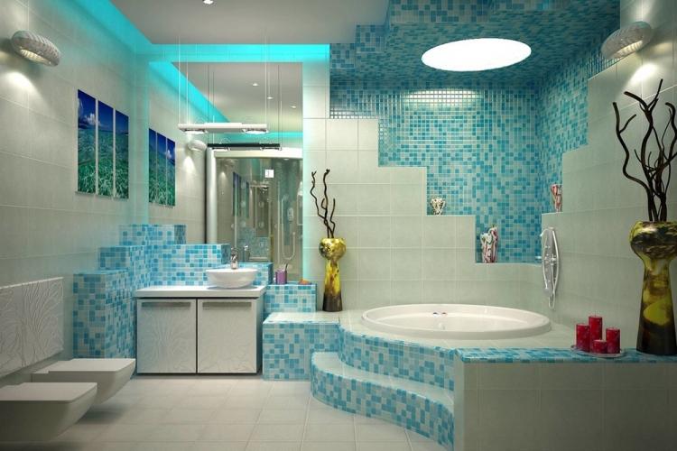 Couleur turquoise à l'intérieur de la salle de bain