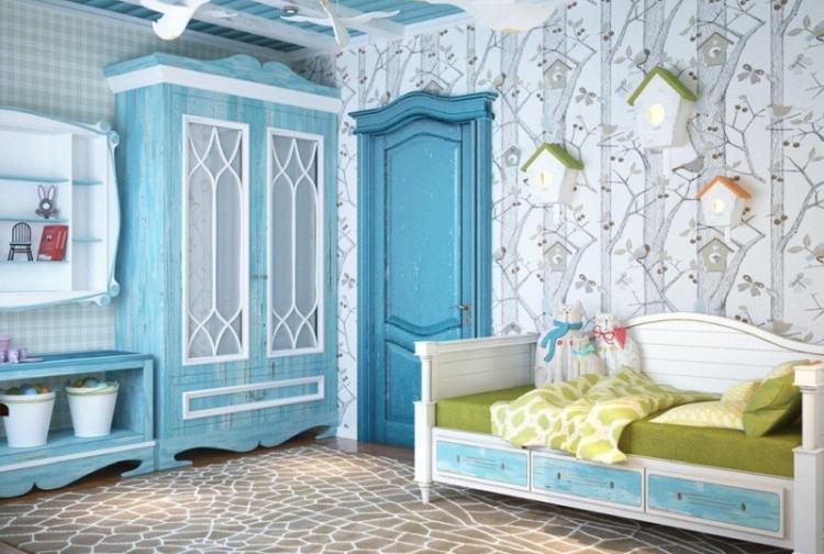 Couleur turquoise à l'intérieur de la chambre des enfants