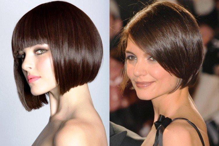 Bob-caret avec frange pour cheveux mi-longs