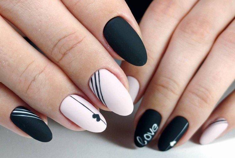 Fini mat - Manucure noir et blanc