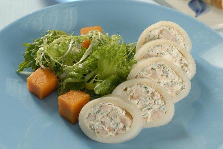 Calmars au fromage cottage et crevettes - Que cuisiner à partir de recettes de calamars