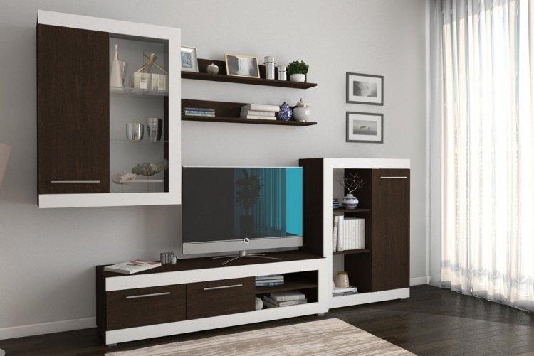 Couleur wengé dans le salon - conception de photos