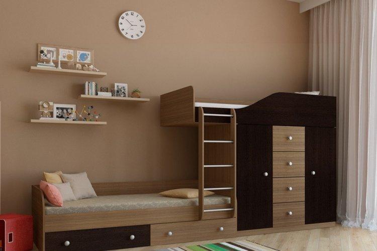 Couleur wengé dans la chambre des enfants - conception de photos