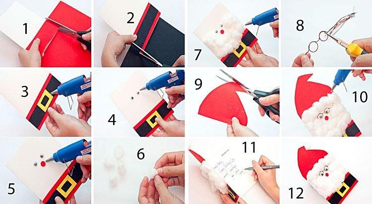 Carte de voeux DIY en forme de Père Noël