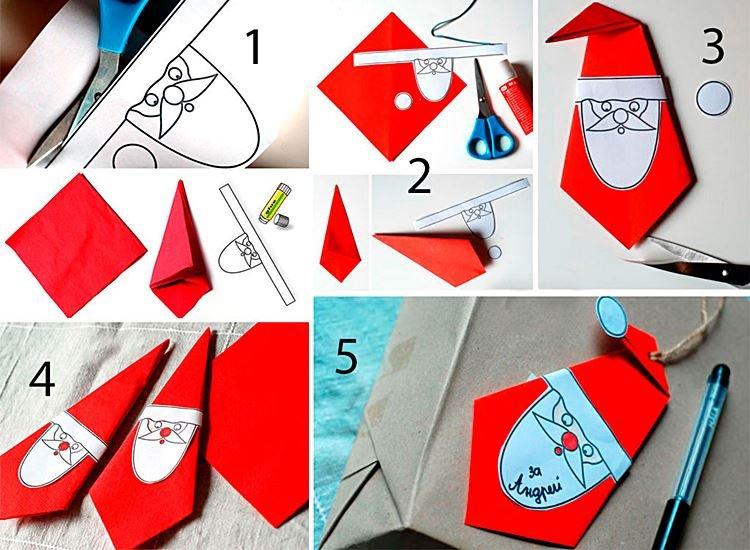 Origami Santa Claus du papier avec ses propres mains à la maternelle et à l'école