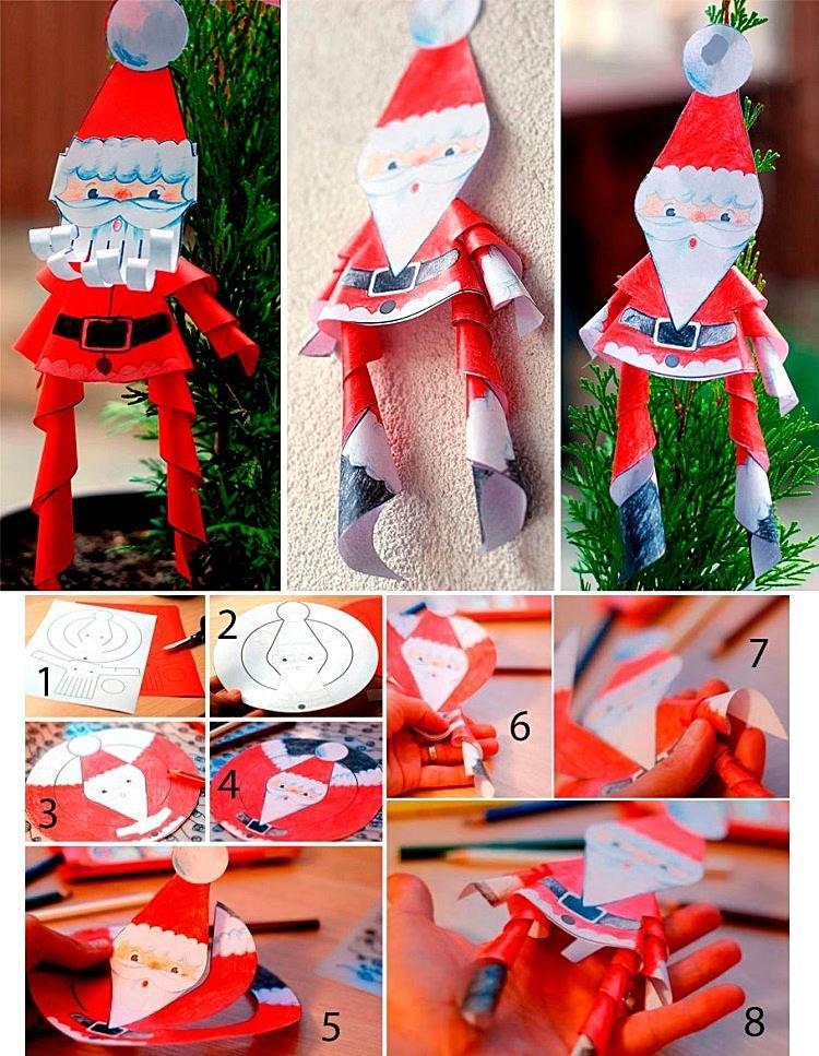 Spiral Santa Claus du papier avec ses propres mains à la maternelle et à l'école