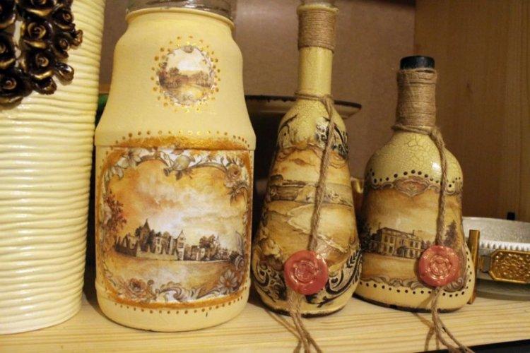 Bouteilles de découpage - Décoration de bouteille DIY