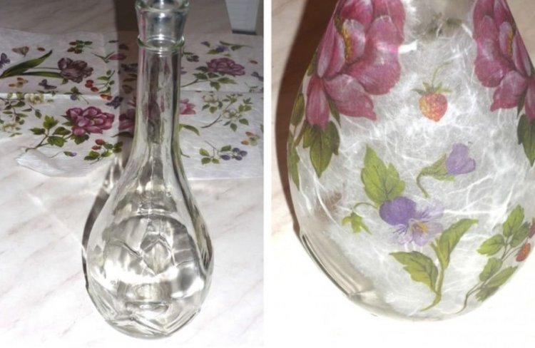 Bouteille de découpage avec du papier de riz - photos et idées