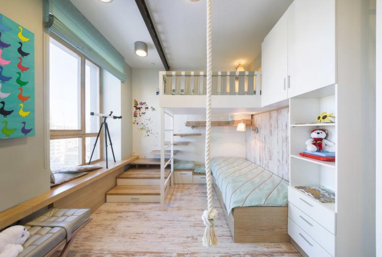 Chambre d'enfants pour enfants de sexes différents dans le style du minimalisme - Design d'intérieur