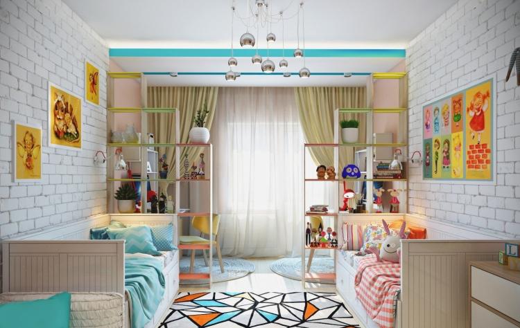 Aménagement intérieur d'une chambre d'enfants pour enfants de sexes différents - photo