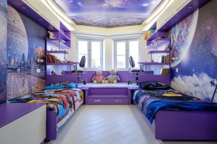 Chambre de bébé violette pour garçon - Décoration d'intérieur