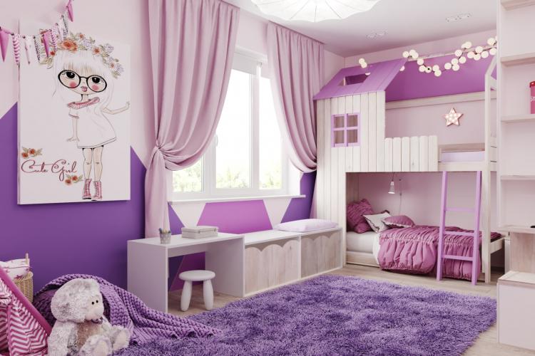 Chambre d'enfant violette pour une fille - Décoration d'intérieur