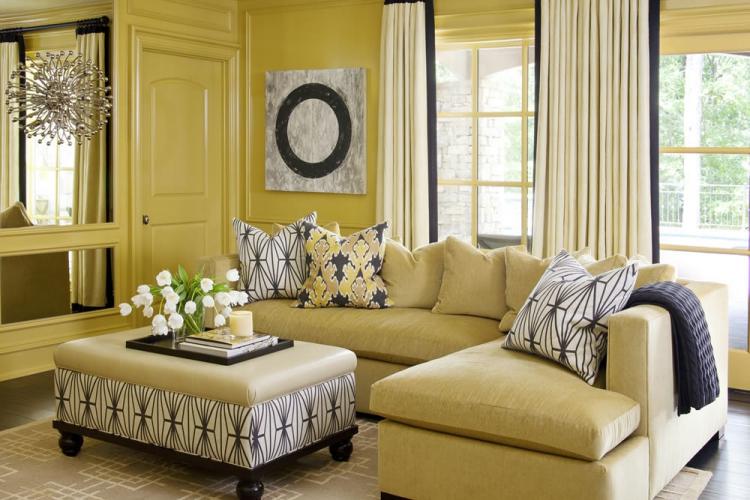 Salon jaune 16 m² - Design d'intérieur