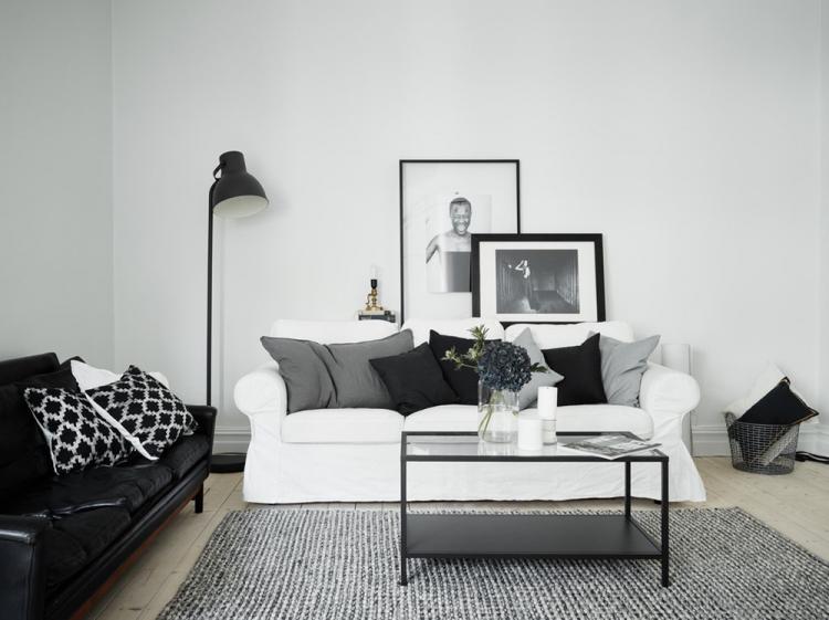 Salon noir et blanc 18 m² - Design d'intérieur