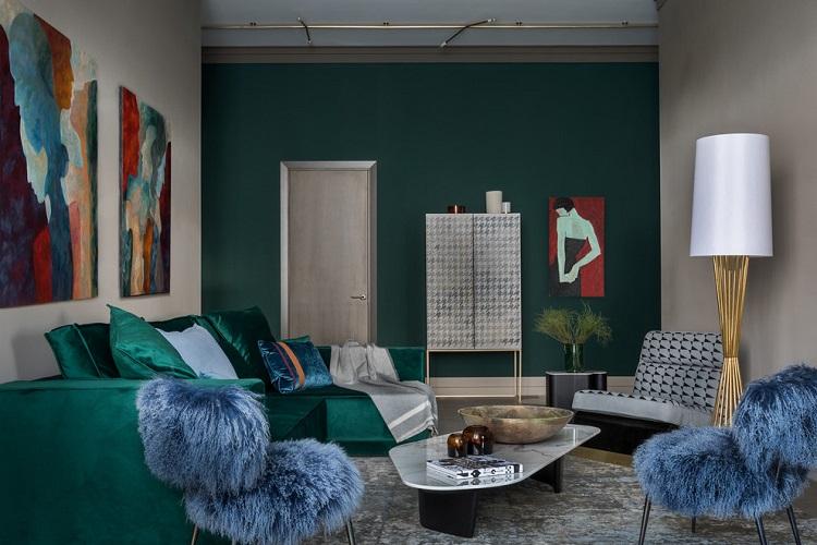 Salon vert - Design d'intérieur 2019