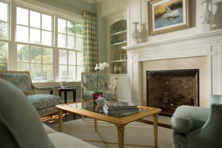 Salon vert classique - Design d'intérieur