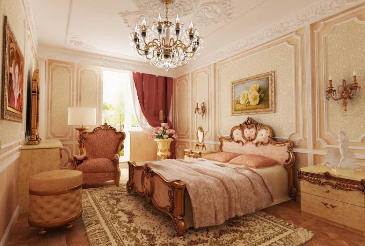 Design d'intérieur de chambre baroque