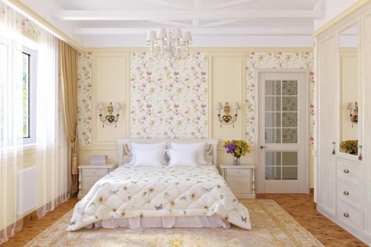 Design d'intérieur de chambre de style provençal