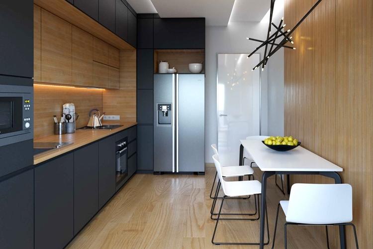 Cuisine noire 10 m² - Design d'intérieur