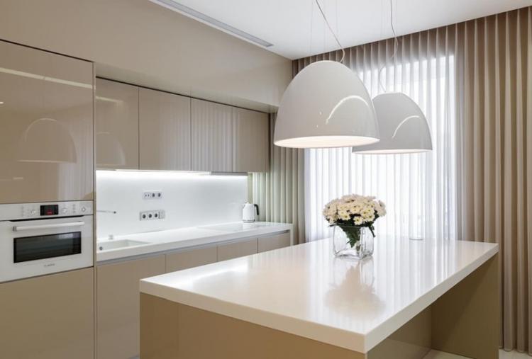 Cuisine beige 11 m² - Design d'intérieur