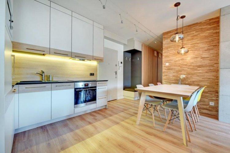 Cuisine beige 20 m² - Design d'intérieur