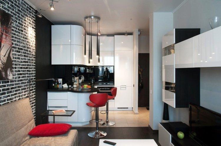 Cuisine-séjour 20 m² style loft - Design d'intérieur