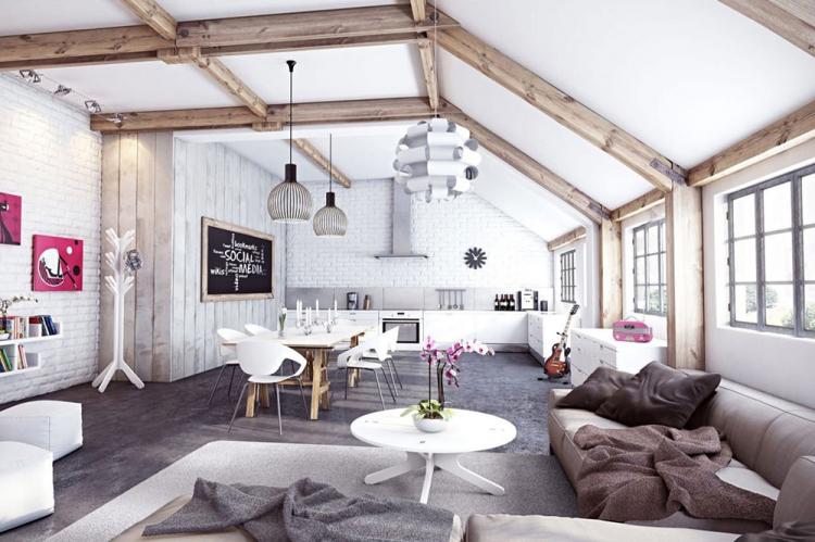 Décoration de plafond - Conception de cuisine de style scandinave