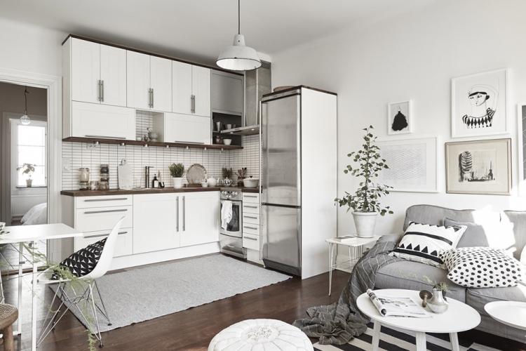 Conception de cuisine-salon de style scandinave