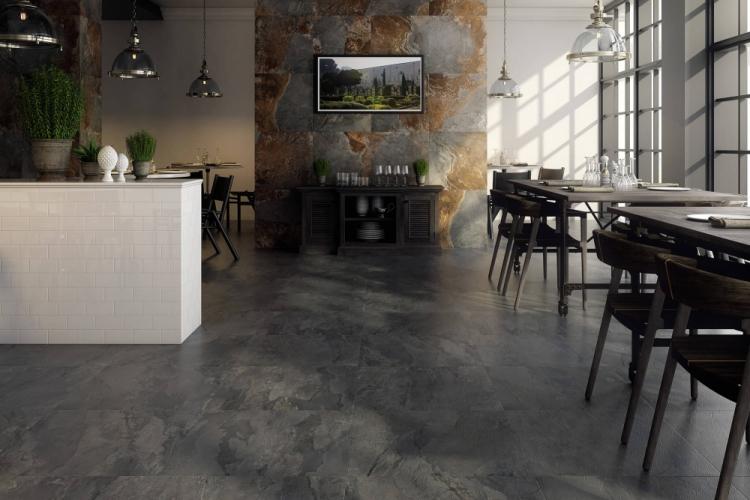 Finitions de sol - Conception de cuisine de style loft