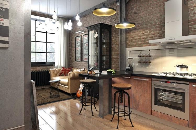 Conception de cuisine de style loft - photos de vrais intérieurs