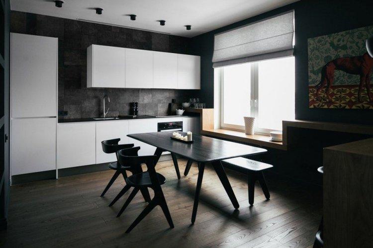 Cuisine noire dans le style du minimalisme - Design d'intérieur