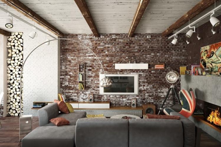 Salon - Conception d'appartement de style loft