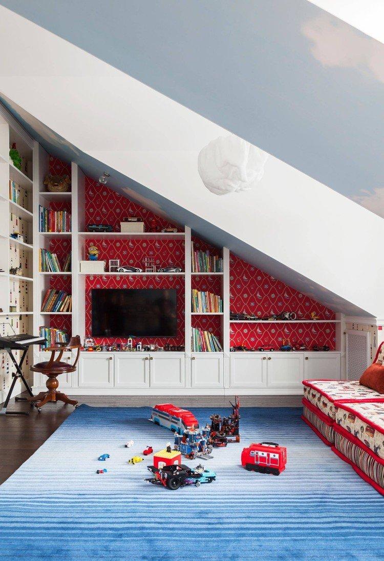 Conception d'une chambre d'enfants dans le grenier - photo